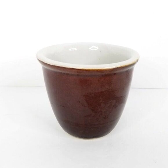 Vintage Brown White Stoneware Pottery Custard Cup 9091 USA Dessert Berry Dish - Picture 1 of 5